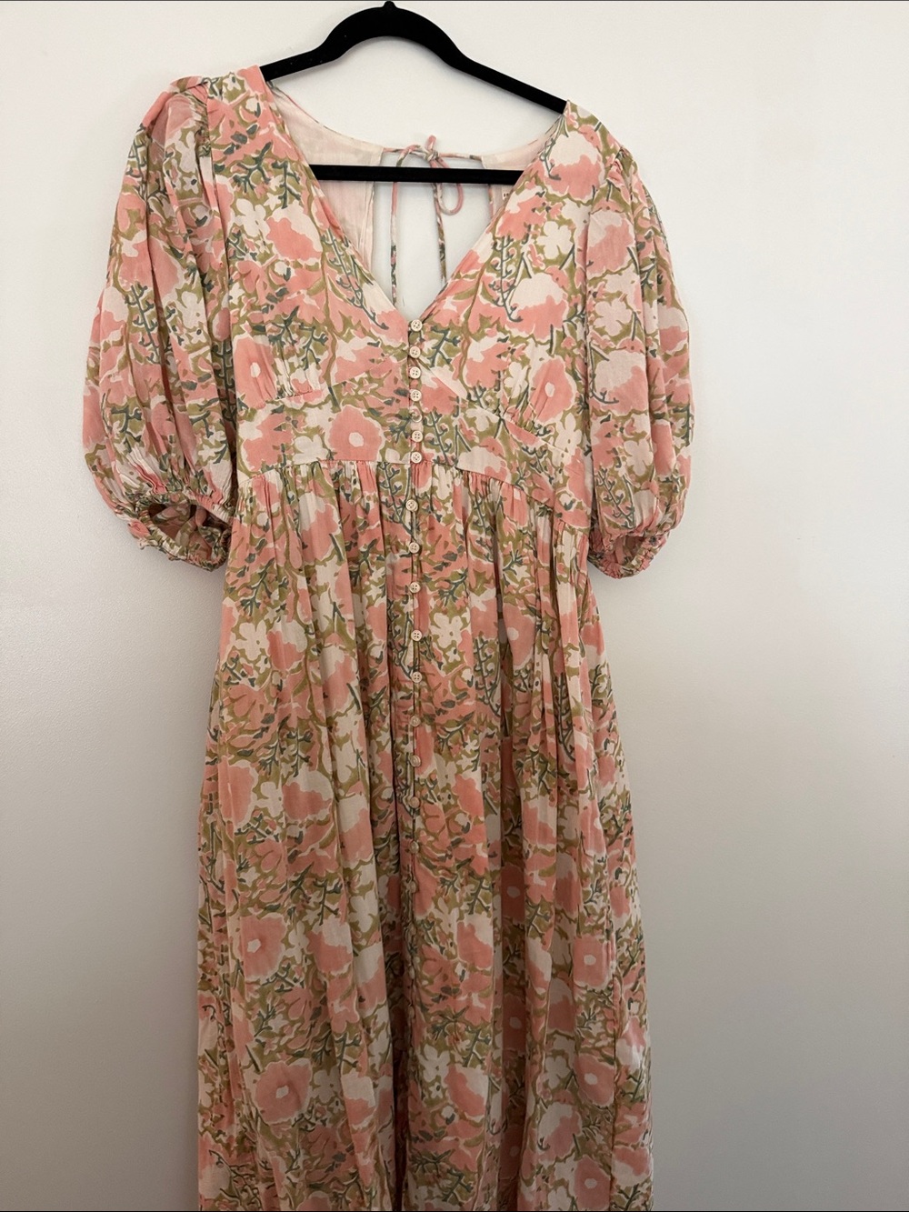 Boho Floral Maxi Dress in Peach Pink